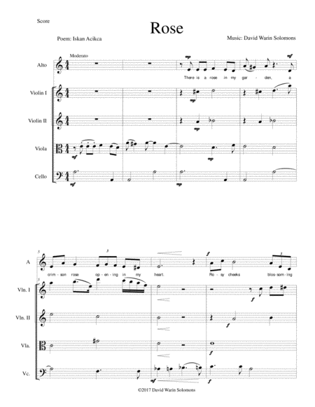 Free Sheet Music Rose For Alto Or Baritone And Strings