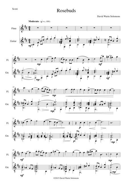 Free Sheet Music Rosebuds For Flute And Guitar