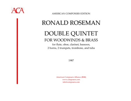 Roseman Double Quintet For Woodwinds And Brass Sheet Music