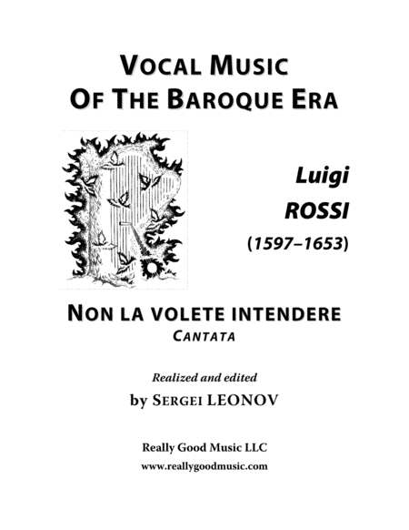 Rossi Luigi Non La Volete Intendere Cantata For Voice Alto Baritone And Piano G Minor Sheet Music