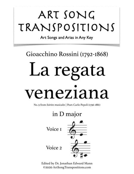 Rossini La Regata Veneziana Transposed To D Major Sheet Music