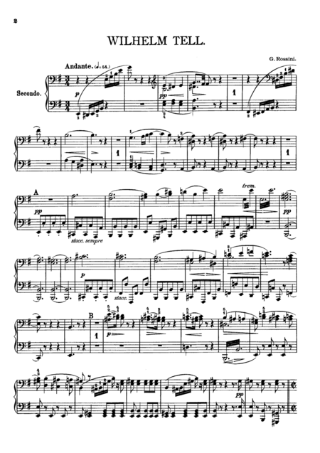 Rossini William Tell Overture For Piano Duet 1 Piano 4 Hands Pr822 Sheet Music