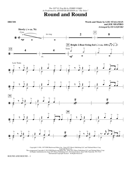 Round And Round From The Voice Arr Ed Lojeski Drums Sheet Music