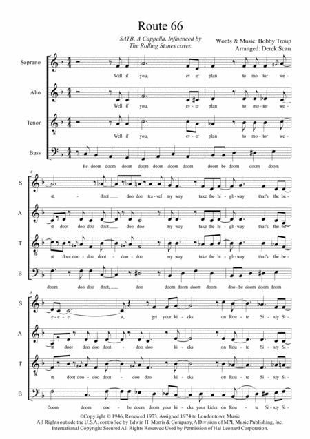 Route 66 Satb A Cappella Sheet Music