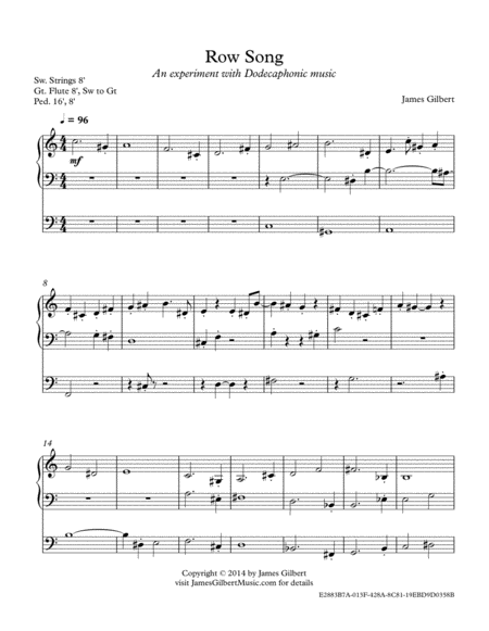 Row Song Or030 Sheet Music