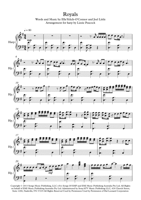 Royals Harp Solo Sheet Music