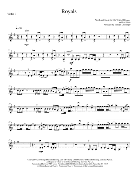 Royals String Quartet Sheet Music