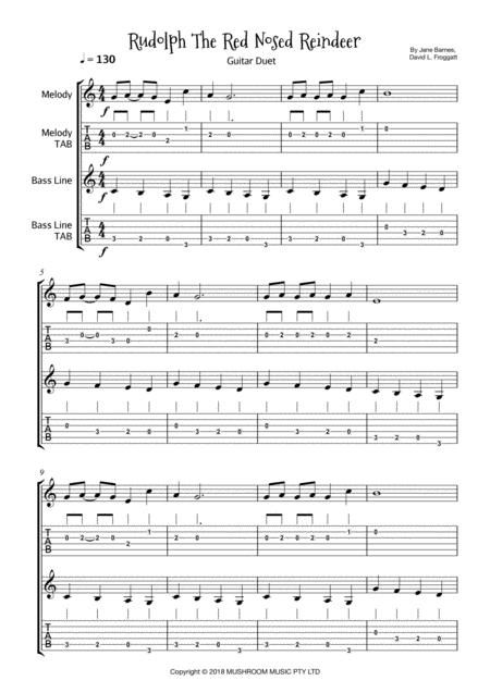 Rudolph The Red Nosed Reindeer Guitar Duet Sheet Music