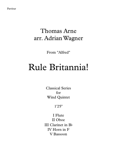 Free Sheet Music Rule Britannia Wind Quintet Arr Adrian Wagner