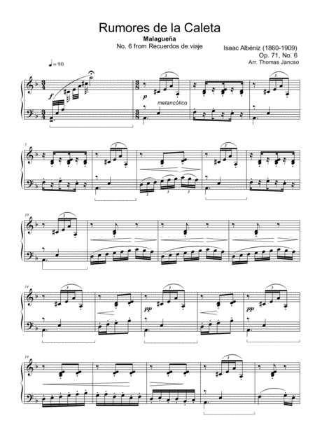 Free Sheet Music Rumores De La Caleta