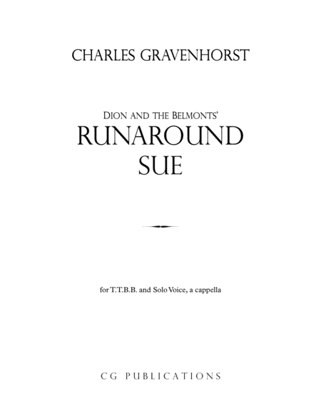 Runaround Sue Ttbb And Solo A Cappella Sheet Music