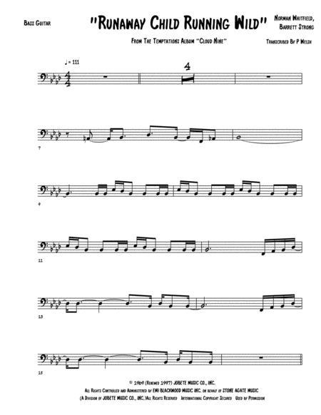 Free Sheet Music Runaway Child Running Wild Bass Guitar