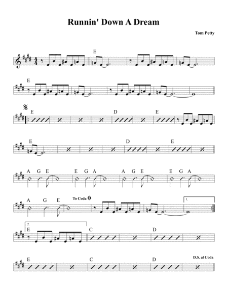 Runnin Down A Dream Sheet Music