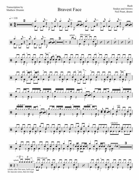 Free Sheet Music Rush Bravest Face