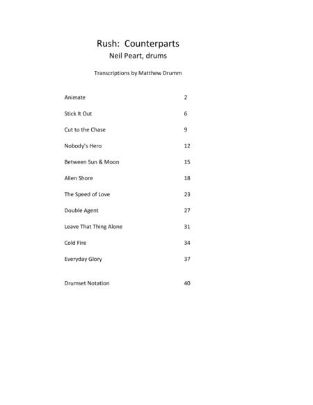 Rush Counterparts Complete Album Sheet Music