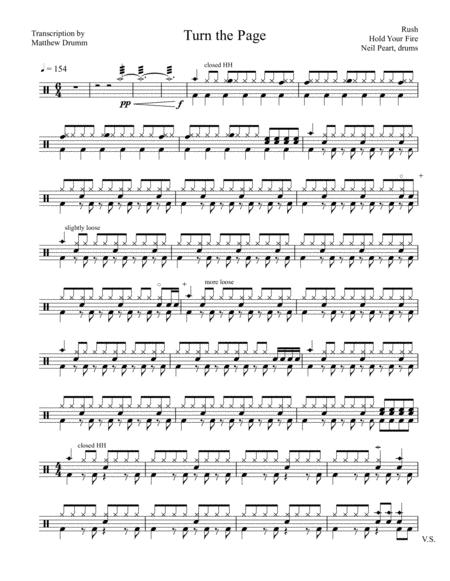 Free Sheet Music Rush Turn The Page