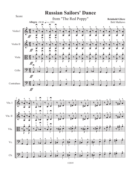 Free Sheet Music Russian Sailors Dance For String Orchestra