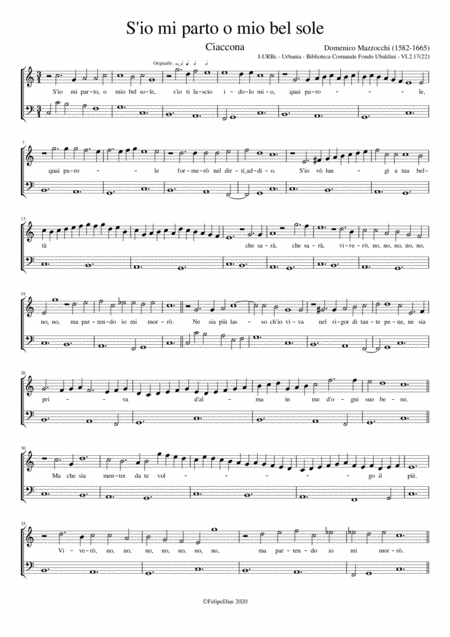 Free Sheet Music S Io Mi Parto O Mio Bel Sole