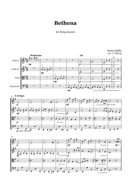 Free Sheet Music S Joplin Bethena Waltz String Quartet