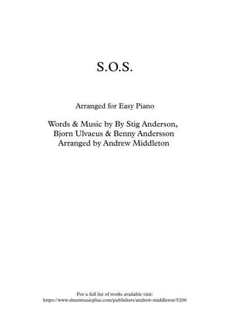 S Os Arranged For Easy Piano Sheet Music