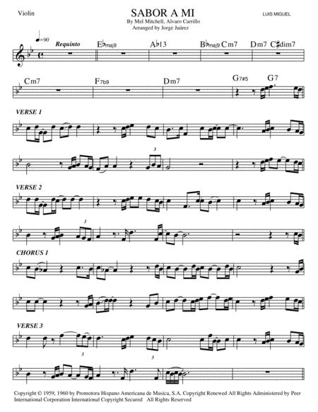 Free Sheet Music Sabor A Mi Violin