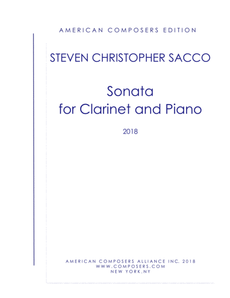 Sacco Sonata For Clarinet And Piano Sheet Music