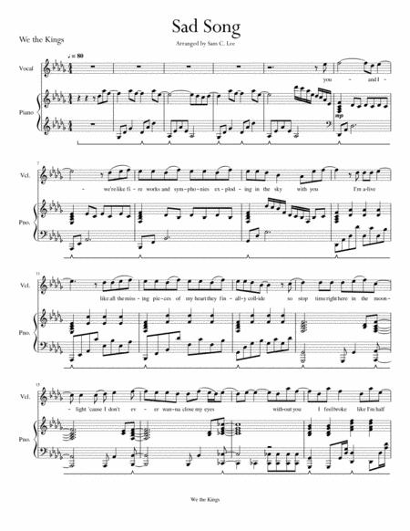 Free Sheet Music Sad Song Arr By Sam C Lee