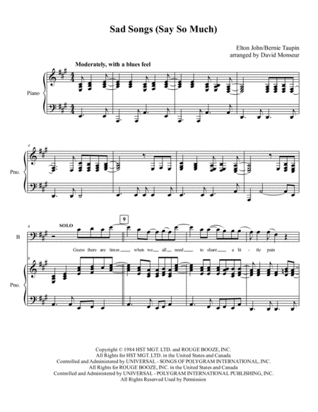 Free Sheet Music Sad Songs Say So Much