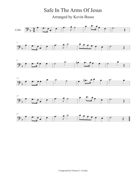 Safe In The Arms Of Jesus Cello Sheet Music