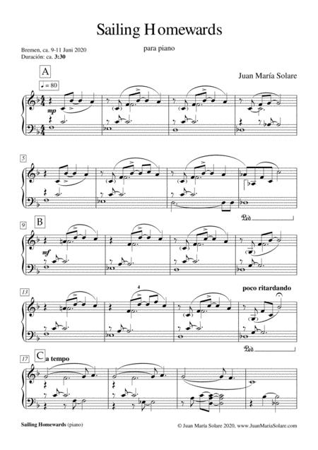 Free Sheet Music Sailing Homewards Piano Solo