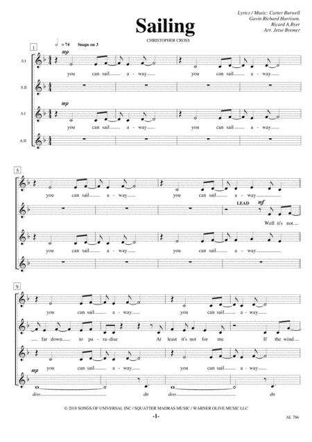 Free Sheet Music Sailing Ssaa A Cappella