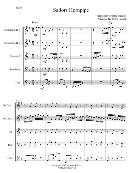 Free Sheet Music Sailors Hornpipe