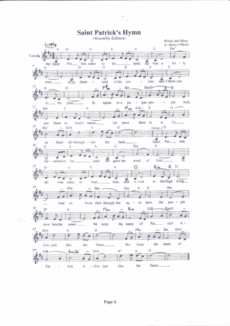 Free Sheet Music Saint Patricks New Song For Assembly Congregation