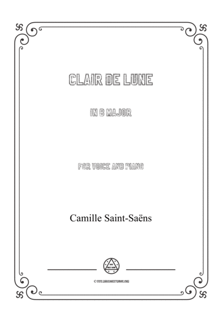 Saint Sans Clair De Lune In B Major For Voice And Piano Sheet Music