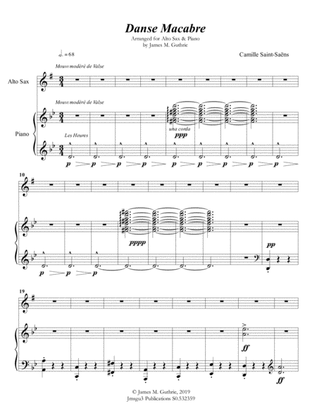 Saint Sans Danse Macabre For Alto Sax Piano Sheet Music