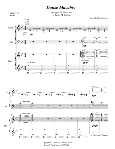 Saint Sans Danse Macabre For Piano Trio Sheet Music