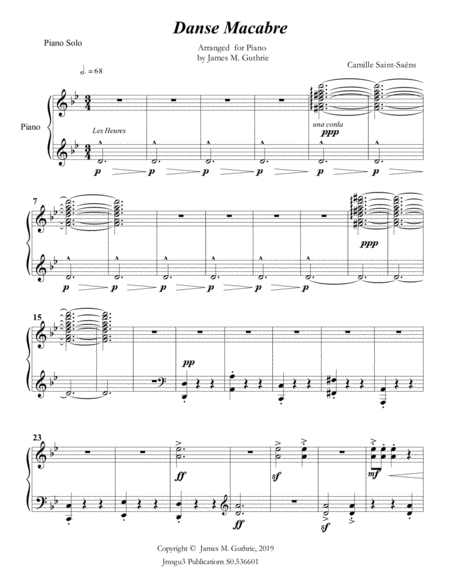 Free Sheet Music Saint Sans Danse Macabre For Piano