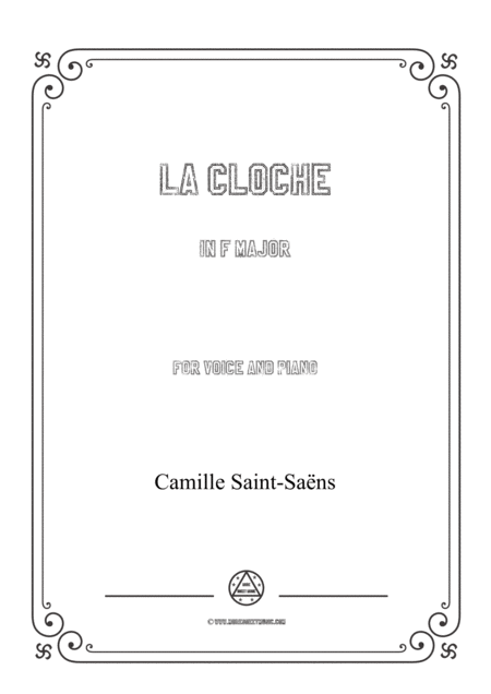 Free Sheet Music Saint Sans La Cloche In F Major For Voice And Piano