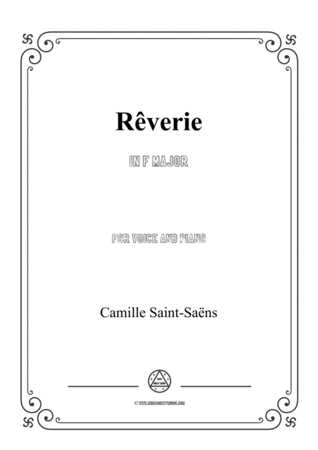 Free Sheet Music Saint Sans Rverie In F Major For Voice And Piano