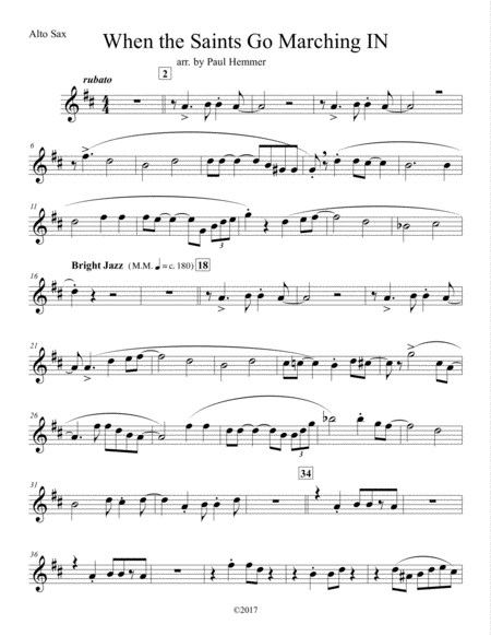 Free Sheet Music Saints Go Marchin In Sax Quartet