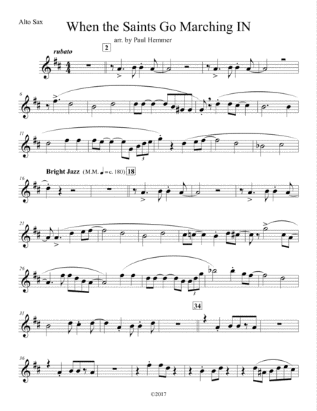 Saints Go Marchin In Sax Quartet Sheet Music