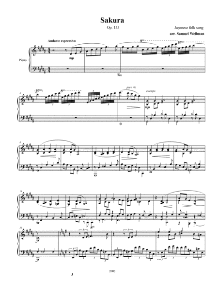 Free Sheet Music Sakura Op 155