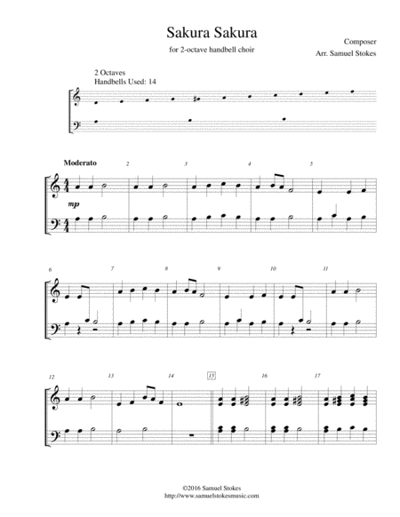 Sakura Sakura For 2 Octave Handbell Choir Sheet Music