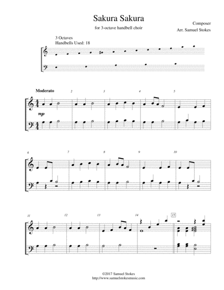 Free Sheet Music Sakura Sakura For 3 Octave Handbell Choir