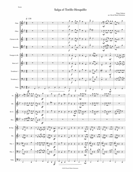 Salga El Torillo Hosquillo Let The Little Wild Bull Out Arranged For Wind And Brass Ensemble Sheet Music