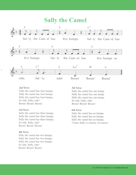 Free Sheet Music Sally The Camel