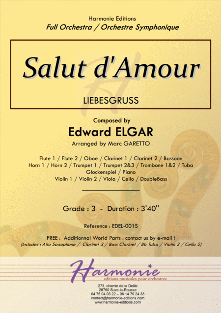 Salut D Amour Liebesgruss Edward Elgar Full Orchestra Arrangement By Marc Garetto Sheet Music