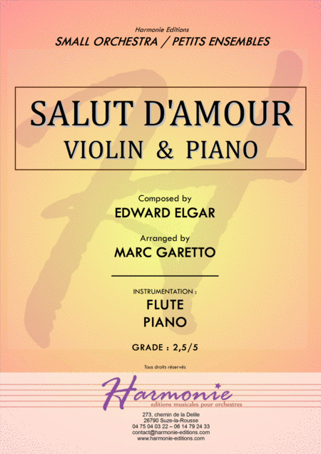 Salut D Amour Liebesgruss Edward Elgar Violin And Piano Arrangement By Marc Garetto Sheet Music