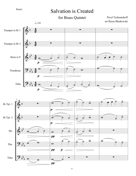 Salvation Is Created Brass Quintet Sheet Music