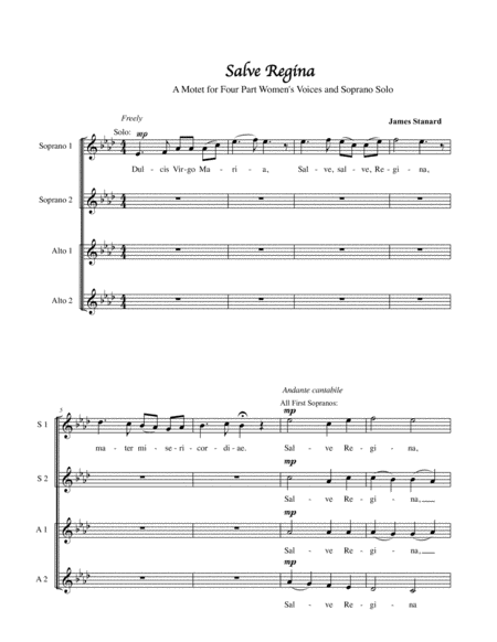 Salve Regina A Latin Motet For Womens Voices Sheet Music